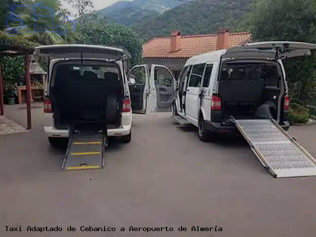 Taxi accesible de Aeropuerto de Almería a Cebanico